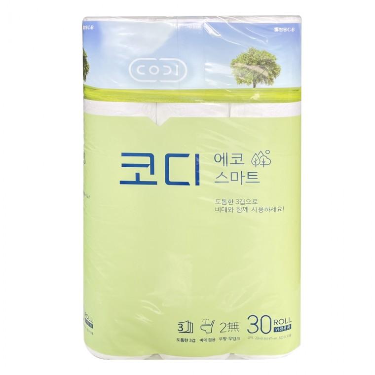 코디 도톰한 3겹 30롤 에코스마트 화장지 -TJ/화장지/티슈/휴지/두루마리화장지/두루마리티슈/