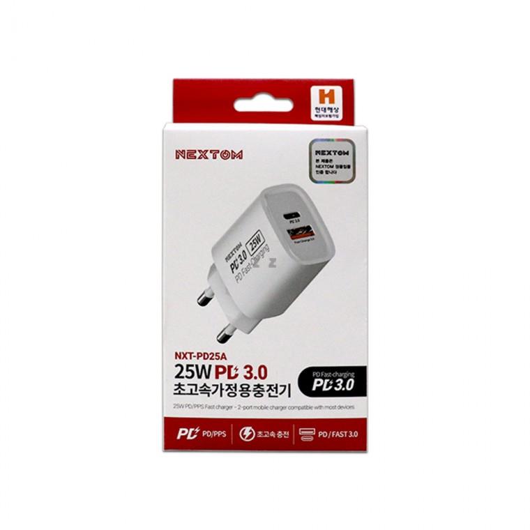 NEXTOM 초고속 가정용 충전기 25W PD3.0-M/가정용/휴대폰/핸드폰/c타입/게임기/테블릿/스마트폰