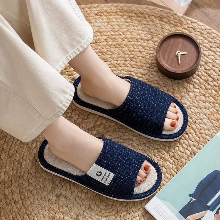 유핀 린넨 거실화/ 통굽슬리퍼/ 무소음 실내화/층간소음 방지 거실화/미끄럼 방지 욕실화