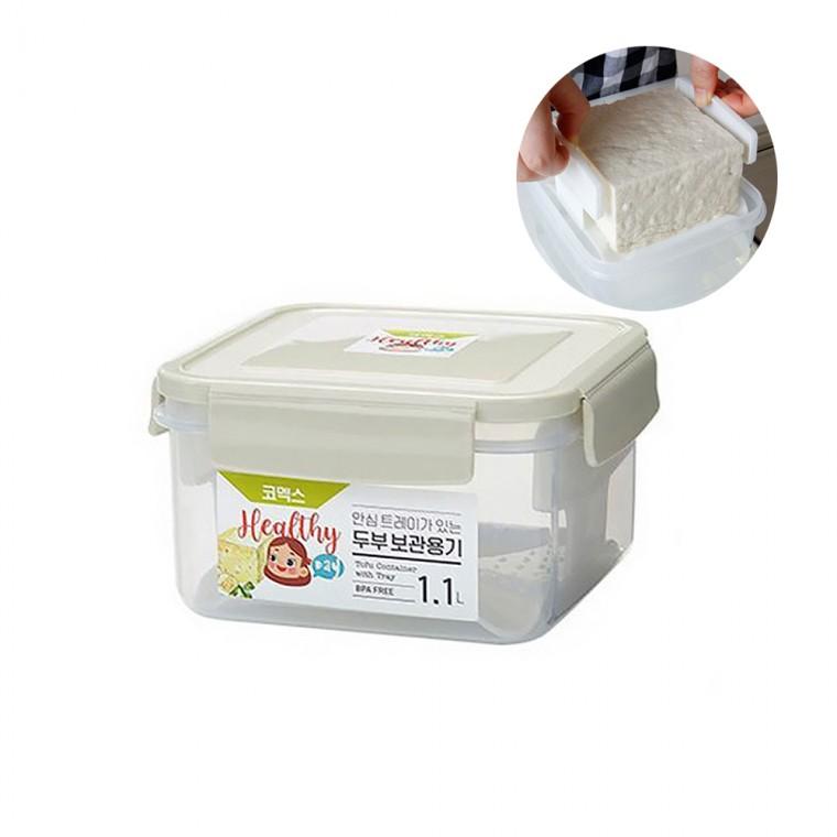안심트레이 포함 두부 보관용기 1.1L 코멕스 밀폐용기