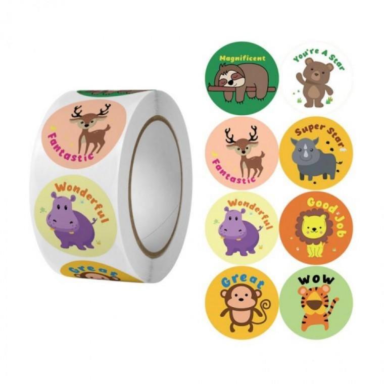 사슴 사자 나무늘보 8믹스 동물 칭찬 스티커 500pcs