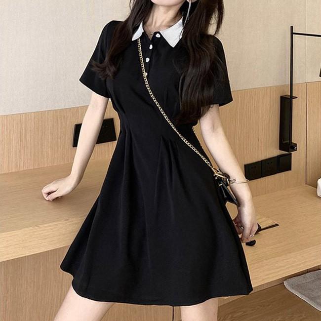 라인이예쁜 하트단추 데이트룩 하객룩 카라 원피스
