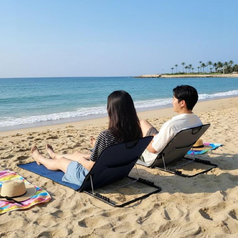 [큰손할인] 등받이해변매트 의자 캠핑 리클라이너 좌식 선베드 접이식 피크닉 야외 릴렉스 체어 백레스트