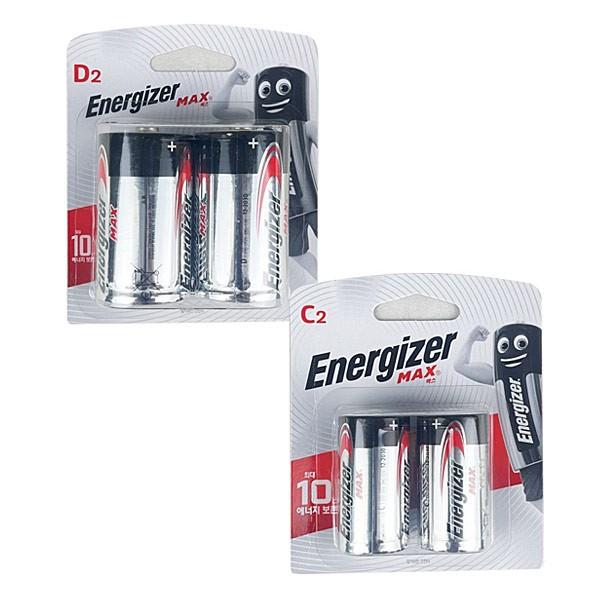 에너자이저 맥스 망간전지 D2LR20 C2R14 1.5V 2개입 -TJ 에너자이저 망건전지 건전지 맥스망건전지