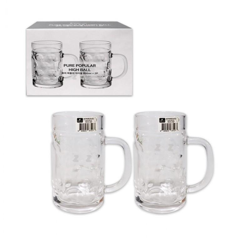 퓨어 파퓰러 하이볼 600ml 2p-H/유리컵/맥주컵/물컵/음료잔/아이스잔/집들이선물/홈카페/음료수