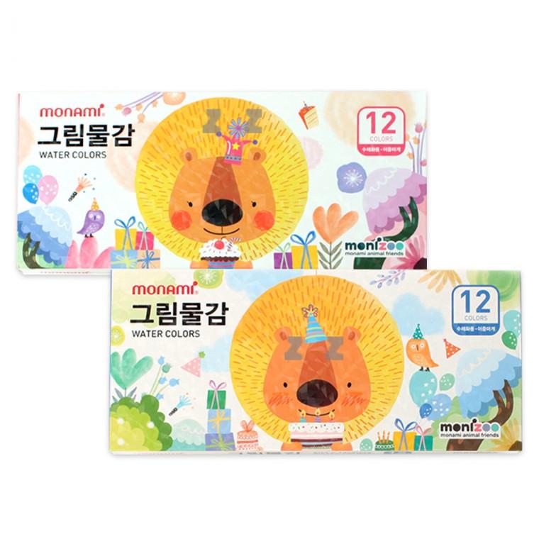 모나미 모니주 수채 그림물감 12색-T/낱개가/학생용/수채물감/어린이집/유치원/초등학생/학교준비물/미술시