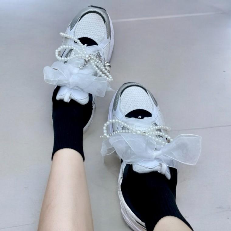 쉬폰 리본 신발끈 화이트 130CM