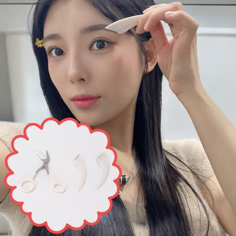 반달 눈썹칼 숱가위 눈썹정리 세트 화이트