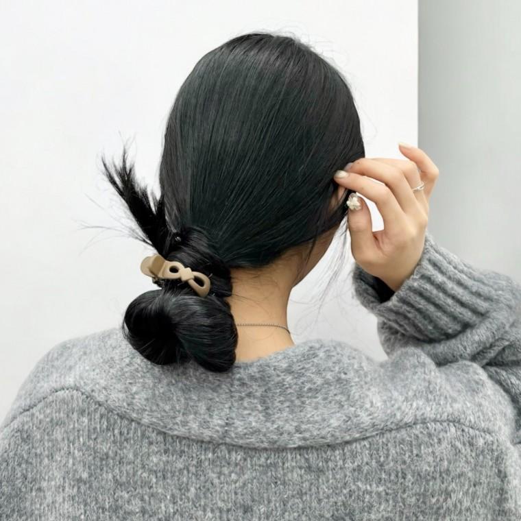 포니테일 올림머리 집게핀 브라운