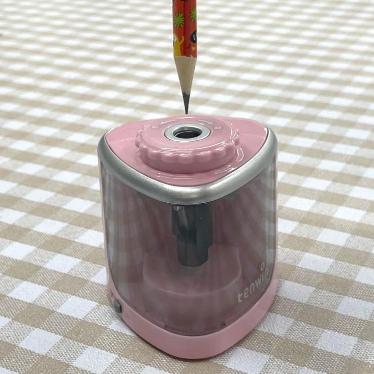 수동 겸용 자동 연필깎이 핑크