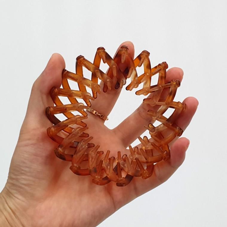 포니 올림머리 만두핀 똥머리집게핀 오렌지