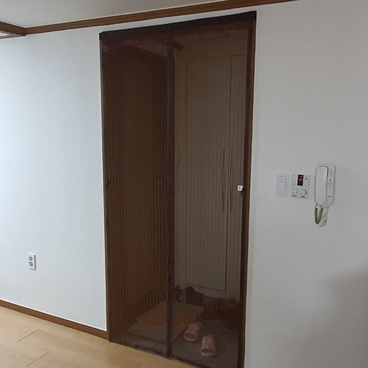 스트라이프 현관 방충망 모기장 브라운