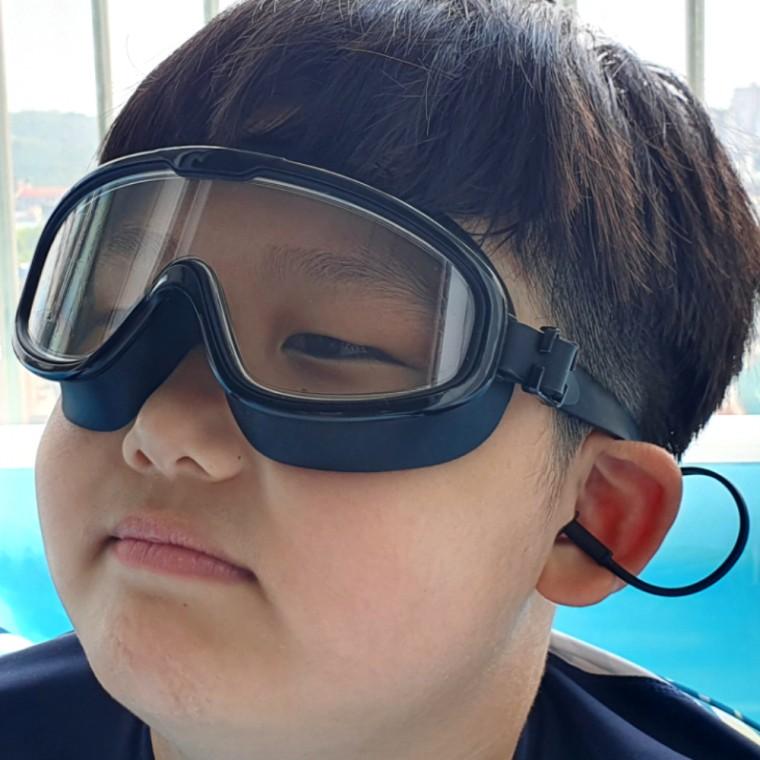 귀마개 일체형 스노쿨링 물안경 블랙