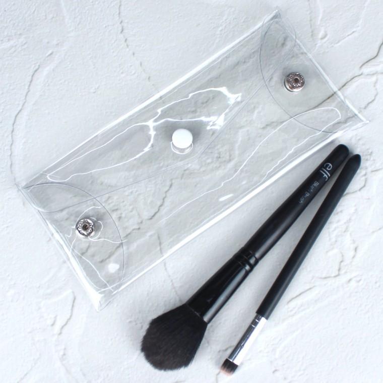똑딱이 투명 PVC 파우치 중형