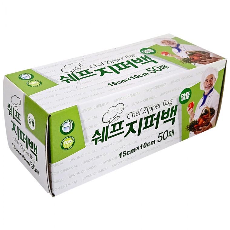 쉐프 지퍼백(알뜰50매) 15x10 밀폐 위생백 비닐팩소분