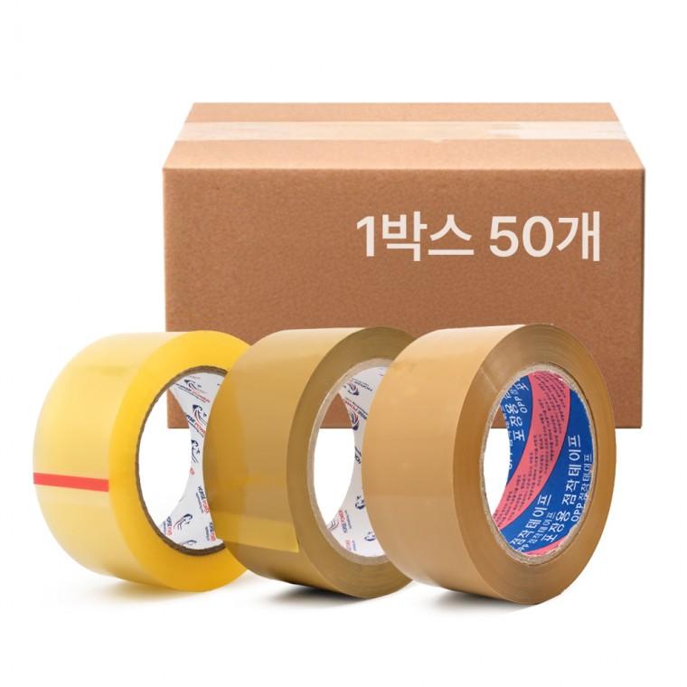 kimspp 국산 강력접착 OPP 박스테이프 48mm 80m 투명/황색 1박스(50개입)