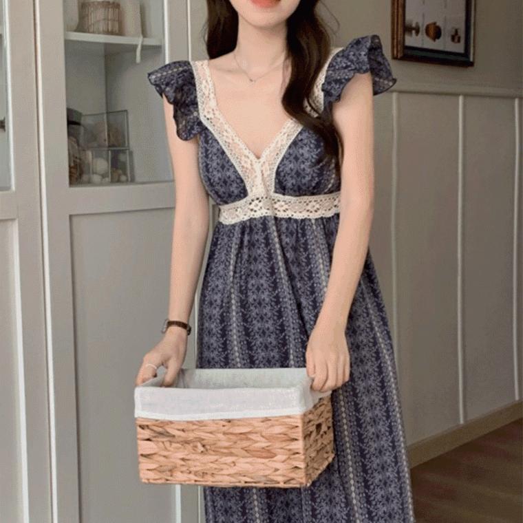 (캡내장)모네 파자마원피스