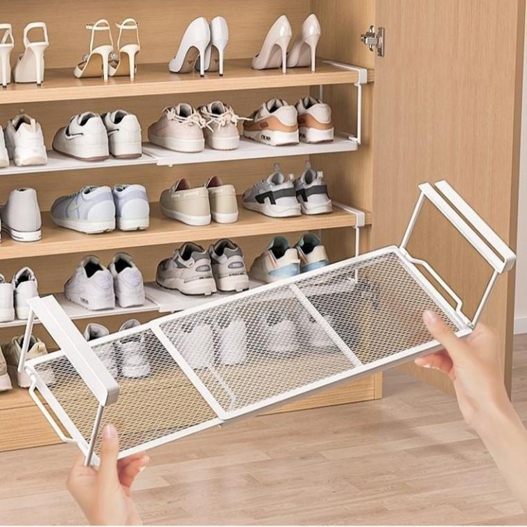 공간절약 길이조절 다용도 신발/ 주방/ 거실/ 욕실/ 옷장 정리대 보관함 수납장 선반 슈즈렉
