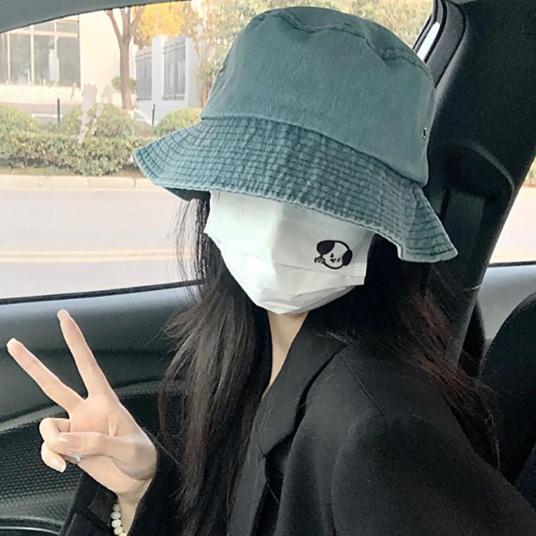 준캡 사계절 성인모자 복고데님 청벙거지 돌돌이 청모자 데님 벙거지 여성 여자 모자 버킷햇