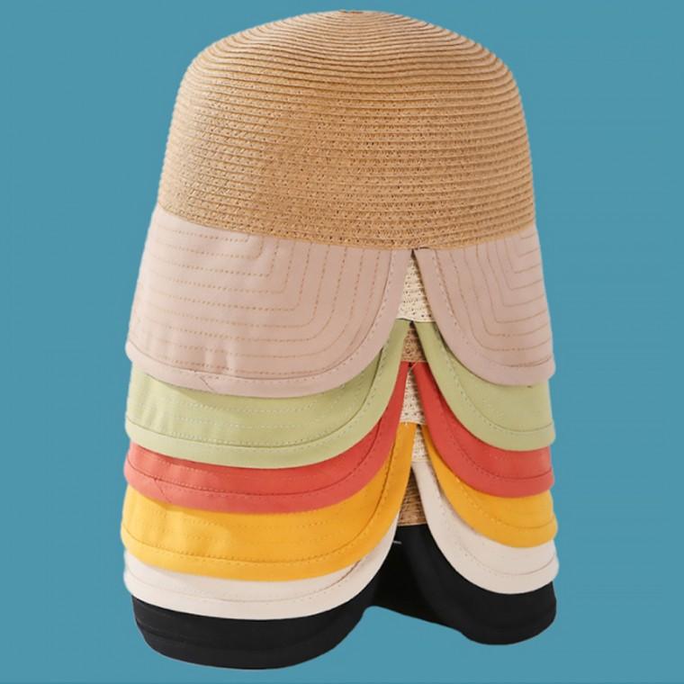 준캡 사계절 성인모자 린넨챙밀짚 벙거지 돌돌이 밀짚모자 가림막 여성 여자 모자 버킷햇