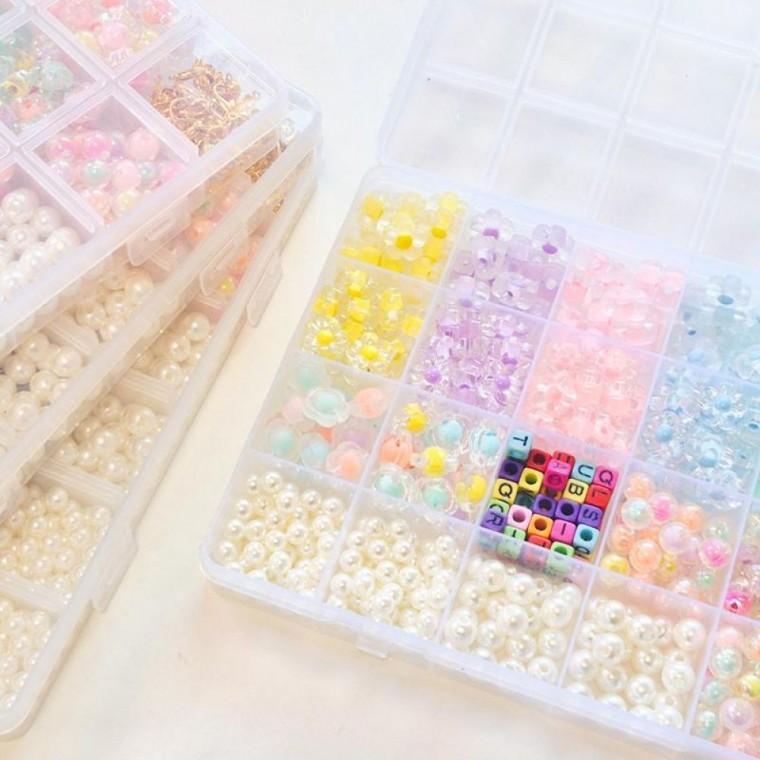 24칸 비즈세트 꽃 플라워 비즈공예 공예재료 DIY 팔찌만들기