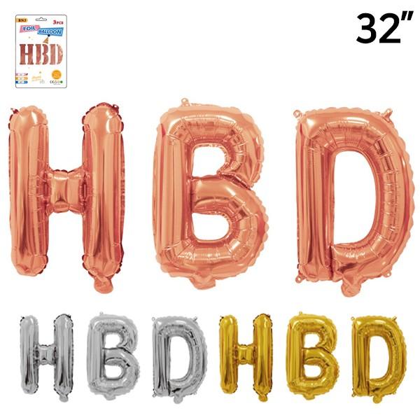 HBD 글자 세트 32인치 은박 풍선 영문 알파벳 글자 생일파티용품 이쁜풍선 레터링 생일 벽장식 꾸미기 파티