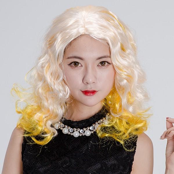 롱컬가발(옐로우투톤) 파티가발 파티소품 할로윈 이벤트
