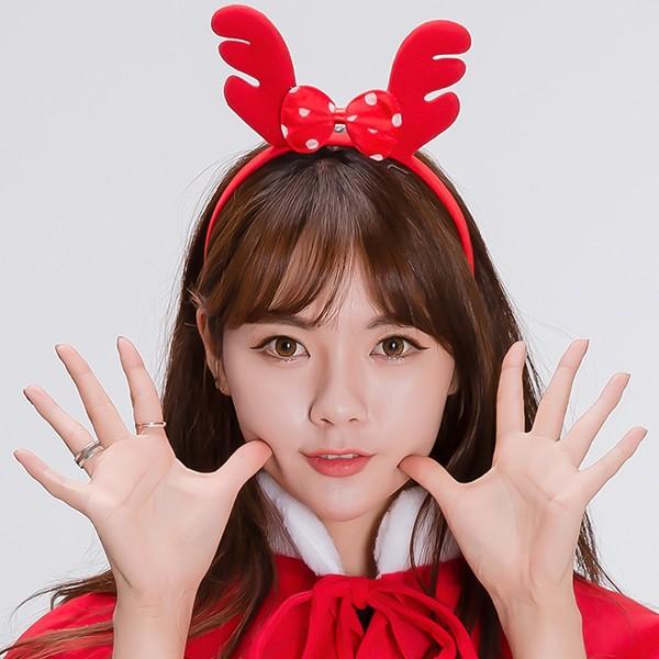 루돌프머리띠(도트리본)루돌프 크리스마스 머리띠