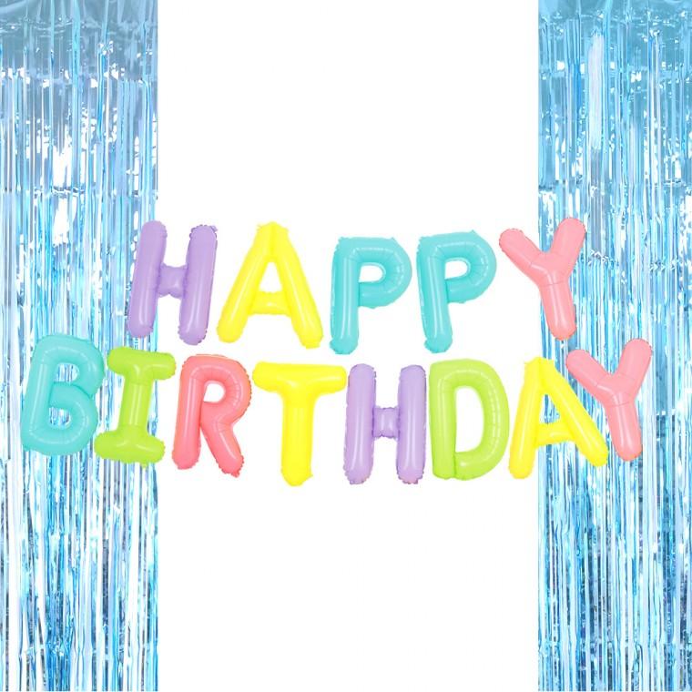 은박풍선생일마카롱+커튼라이트블루세트