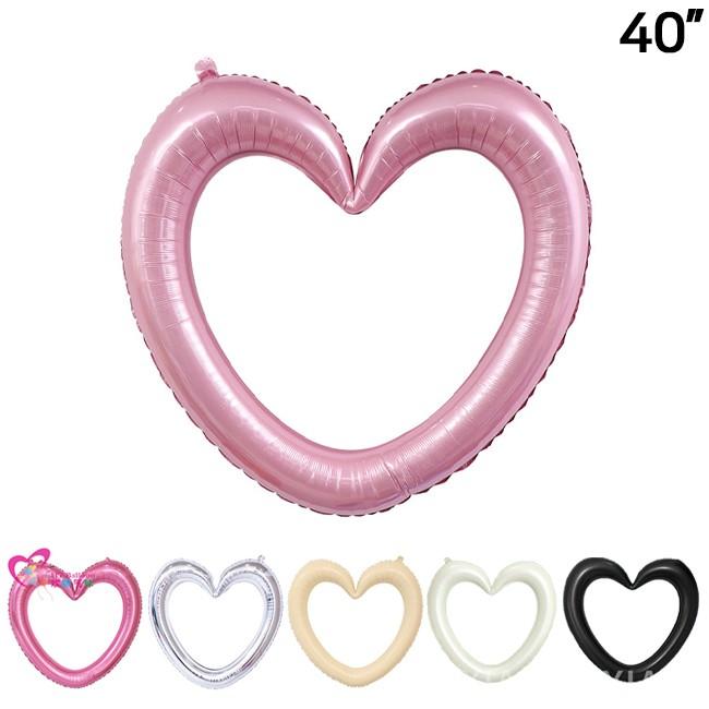 40인치 슬립 링하트 프레임 은박풍선 뚫린하트 하트패턴 대형풍선 사랑고백 프로포즈 파티 특이한 모양 축