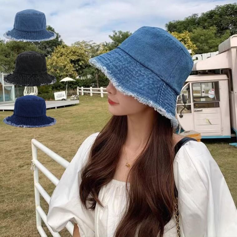 캐주얼룩 빈티지 벙거지 청패션 데님 끝단수술 사계절