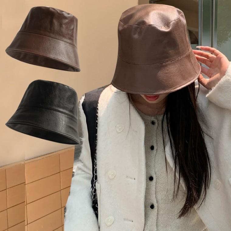 패셔너블 버킷햇 제이직 레더가죽 스타일리쉬 벙거지