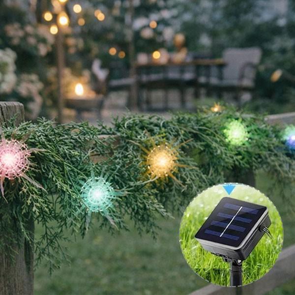 태양광 조화 가랜드 줄조명 넝쿨 행잉플랜트 LED 전구 캠핑 테라스 벽 장식 조명 5.5m