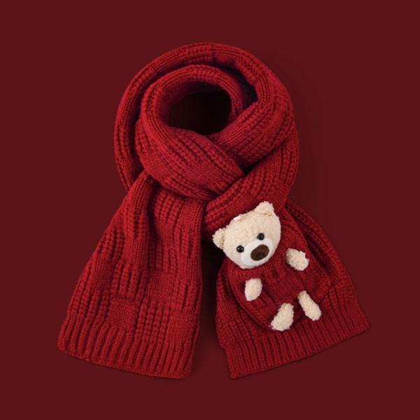 은창]포근곰 윈터 레드 니트 목도리 스카프 크리스마스 여성 봄 롱 스카프 가을 겨울 여자 머플러 목도