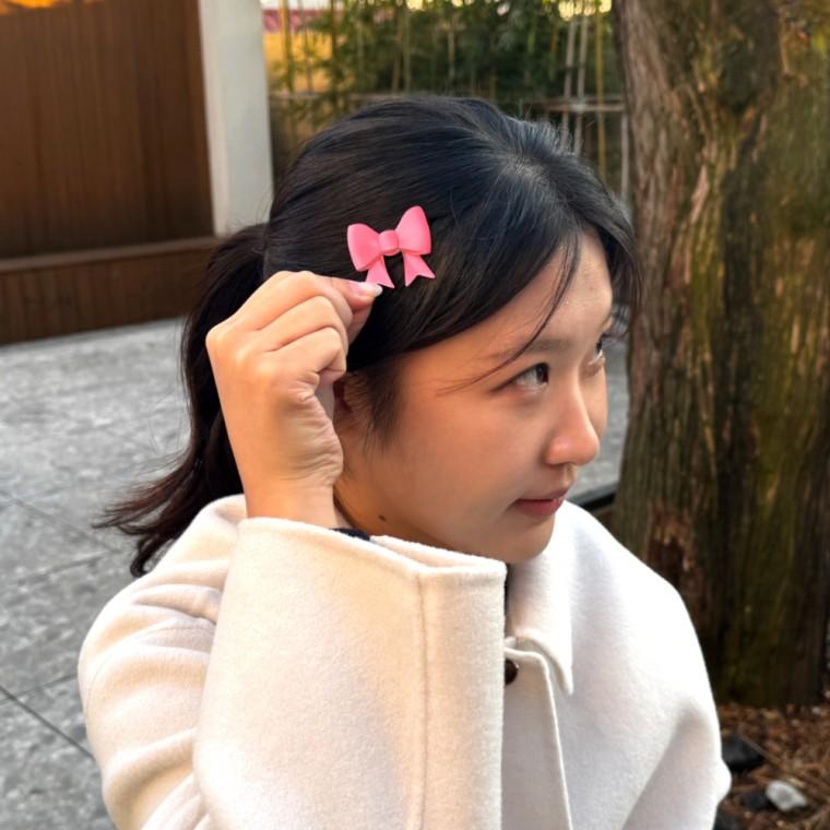 이모지 이모티콘 머리핀 리본