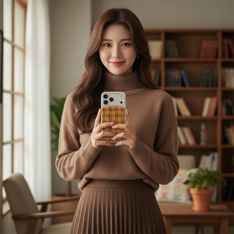 아이폰 웜톤 빈티지 우트 체크 에폭시 케이스 아이폰17 16 15 14 프로 프로맥스