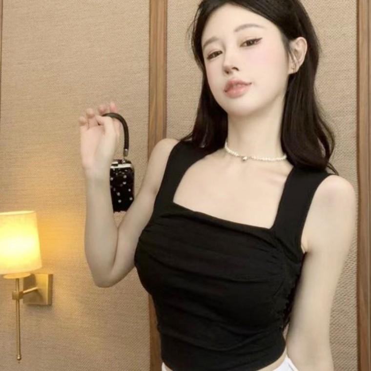 패션 크롭 나시티 캡내장 2컬러