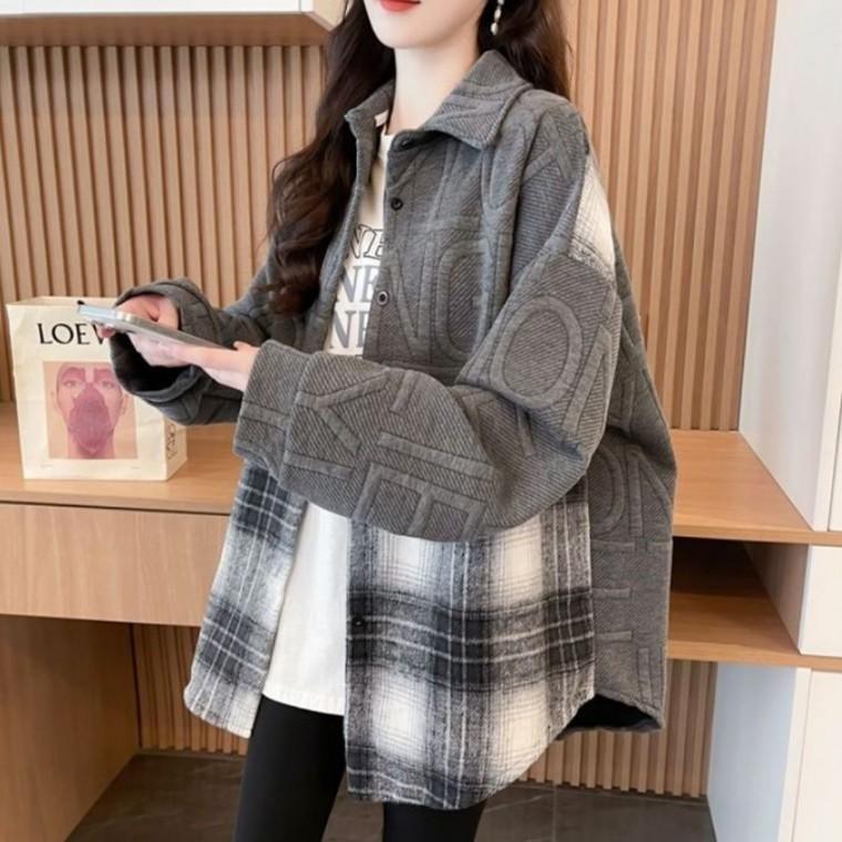 [위드기프트] 입체 엠보 알파벳 그레이 기모셔츠