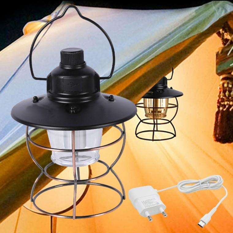 레트로 충전식 LED 야외 멀티 조명등 캠핑 랜턴 DJD1601아답터포함