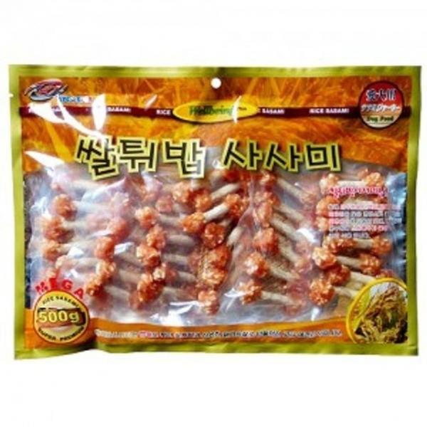 500g 라이코스 강아지간식 덤벨 사사미 쌀튀밥