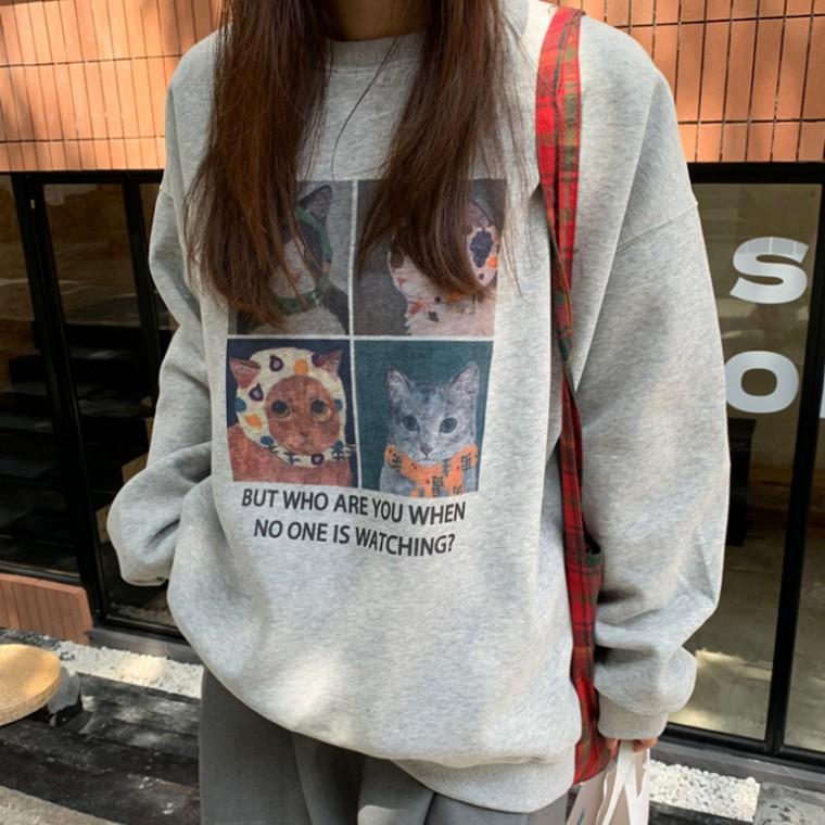 [위드기프트] 귀엽 냐옹이 포근 기모 맨투맨