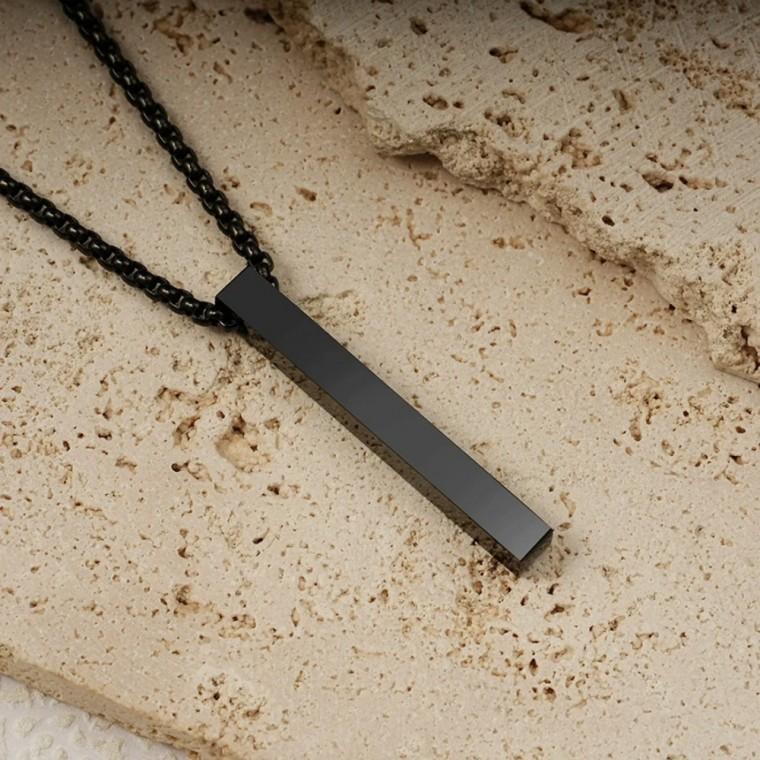 블랙 사각 바 펜던트 목걸이 패션 주얼리 1P T642-3