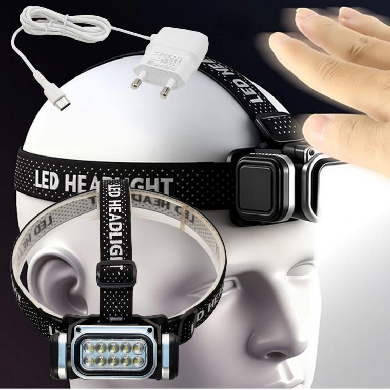 센서 모션동작 10Ea LED 충전식 야외 낚시 등산 랜턴 헤드랜턴 T90아답터포함