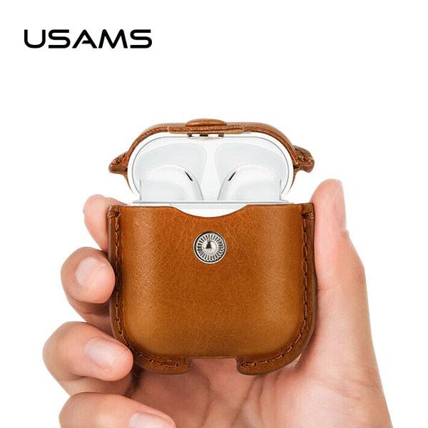 USAMS 유삼스 유선충전 에어팟 전용 가죽 풀커버 버튼 케이스