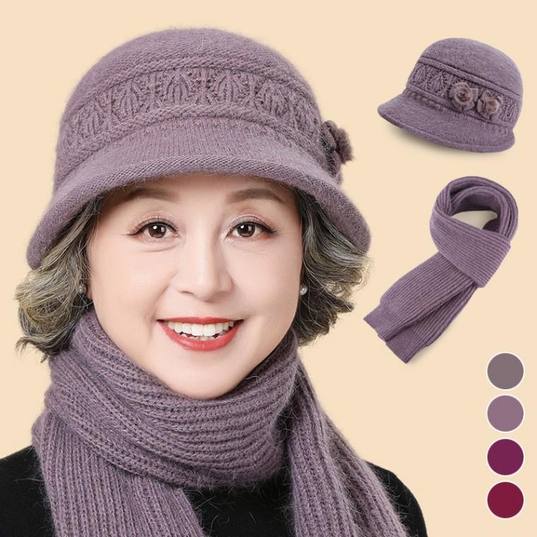 목도리세트 엄마 할머니 중년여성 겨울선물 기모니트모자