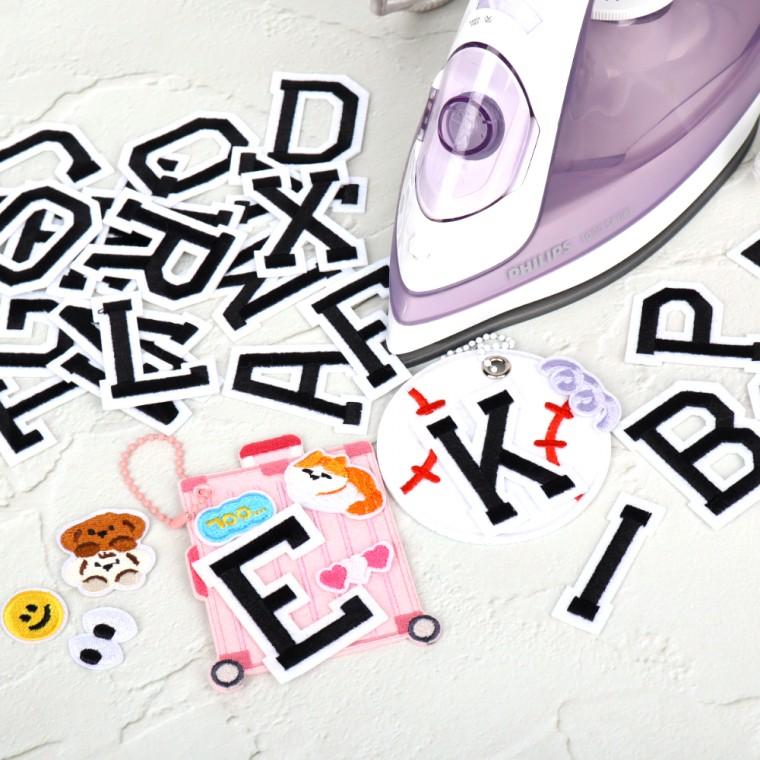 열접착 자수패치 알파벳 와펜 블랙