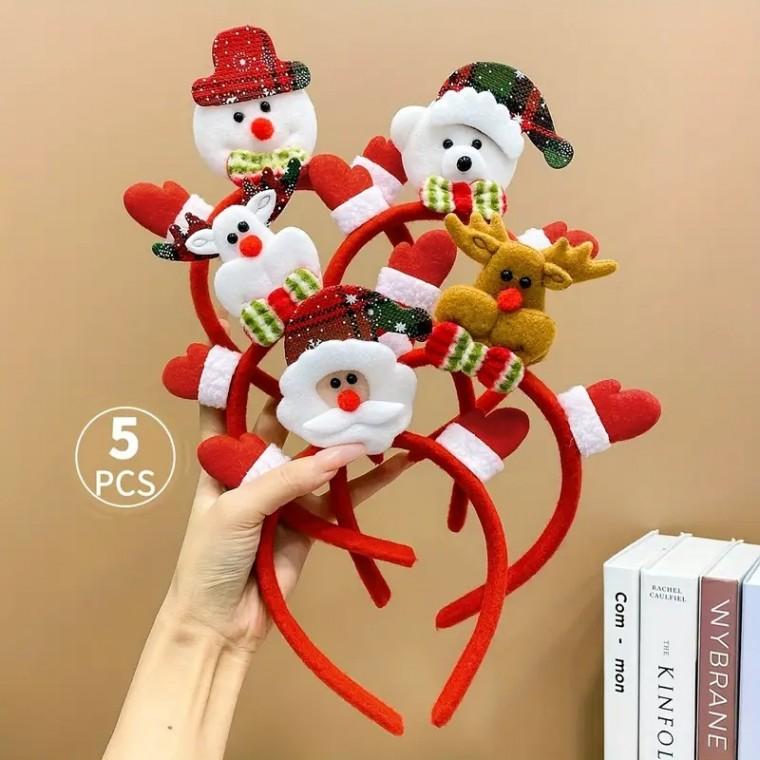 크리스마스 머리띠 5종 세트 / 산타 루돌프 크리스마스파티 산타복 연말파티 헤어밴드 성탄절 파티룩 교회