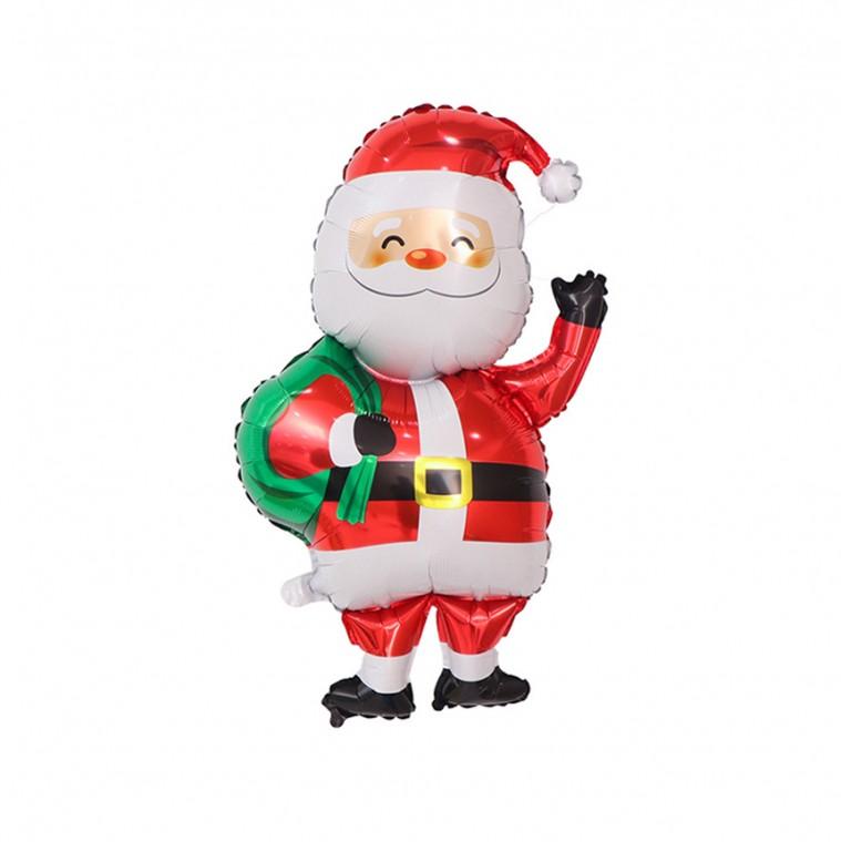 가방메고 손흔드는 산타은박 풍선 크리스마스 실내장식 연말 홈파티 트리 파티 x-mas 겨울 성탄절 선물