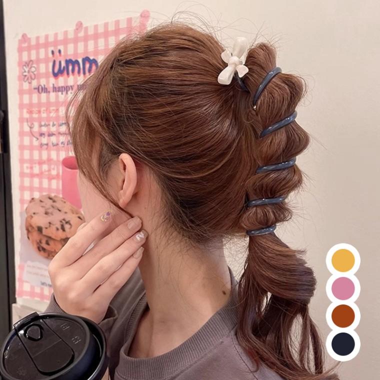 포니테일 리본 헤어브레이드 머리핀 전화선 머리끈