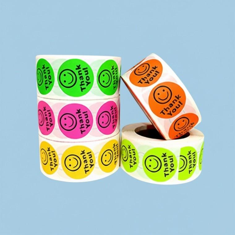 스마일 땡큐 스티커 500pcs 감사 라벨 선물 포장